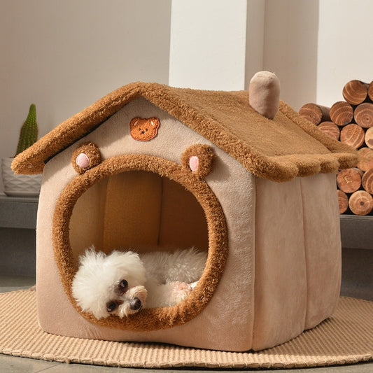 CozyPaw Enclosed Pet Bed for Cats & Dogs – Bear & Dinosaur Design