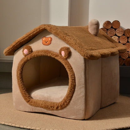 CozyPaw Enclosed Pet Bed for Cats & Dogs – Bear & Dinosaur Design