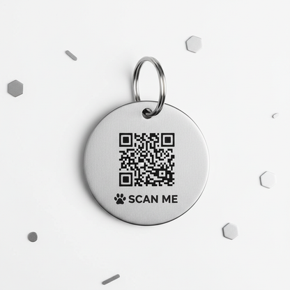 SafePaw QR pet tag flat lay product shot